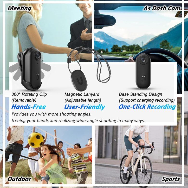 Action Mini Body Camera 128G with Audio & Video Recording - 1080p Personal Civilian Wearable Small Cam - Tiny Pocket Vlogging Portable Hands Free Worn POV Recorder - Travel Pets Baby Family - Image 5