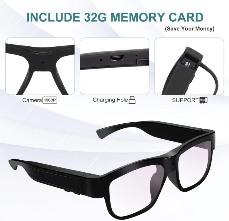 Camera Glasses Video Glasses HD Smart Glasses Recording Outdoor Sport Glasses with Camera Wearable Eyeglass Built-in 32G Memory Card - Image 2