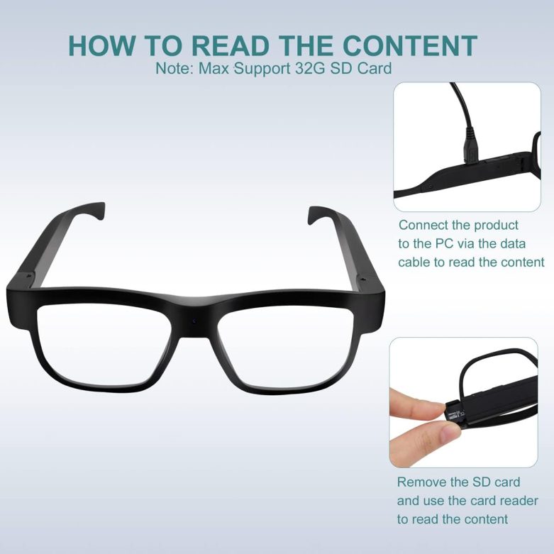Camera Glasses Video Glasses HD Smart Glasses Recording Outdoor Sport Glasses with Camera Wearable Eyeglass Built-in 32G Memory Card - Image 4