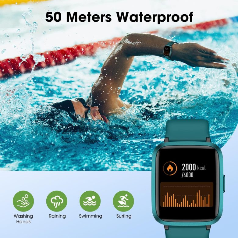 Fitness Tracker Watch with Heart Rate Monitor, Activity Tracker with Pedometer, Sleep Monitor, Calories & Step Counter, 5ATM Waterproof Smart Watch for Women Men Health Fitness Watch for Sports - Image 4