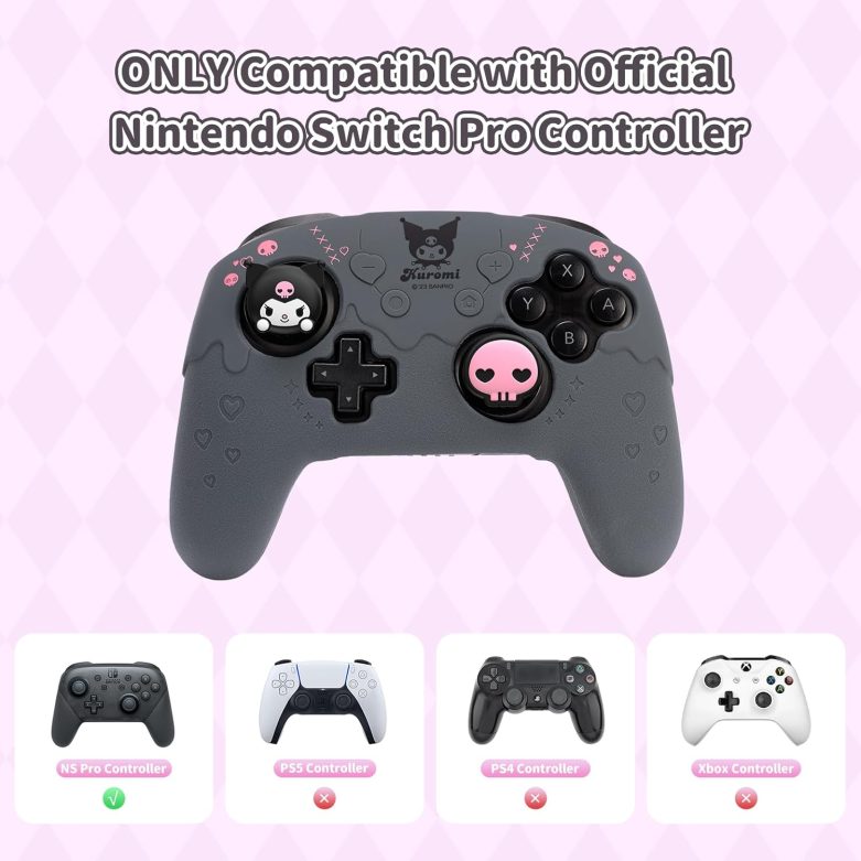 Switch Pro Controller Skin,Cute Soft Silicone Protective Cover Skin,Anti-Slip Protective Case for Switch Pro Controller with 2 Thumb Grip Caps and 1 Sticker - Image 2
